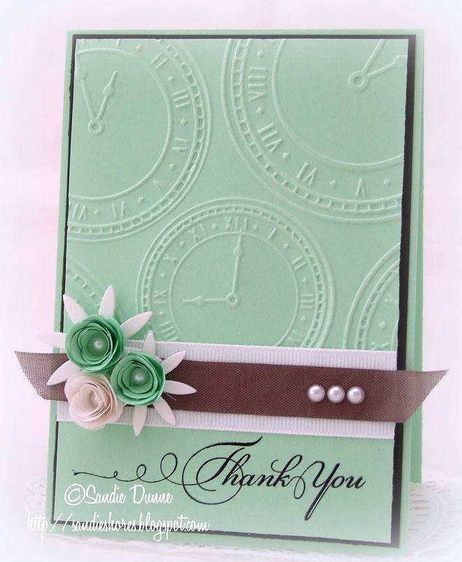 clock card with flowers mint green
