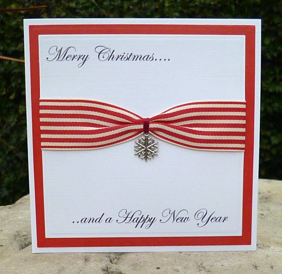 Simple red Christmas card with ribbon