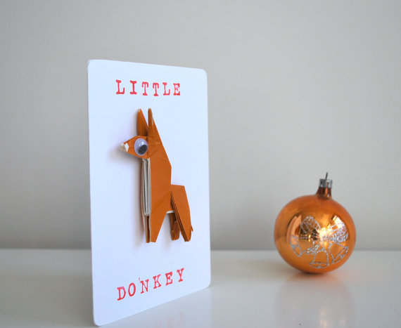Little Donkey origami Christmas card